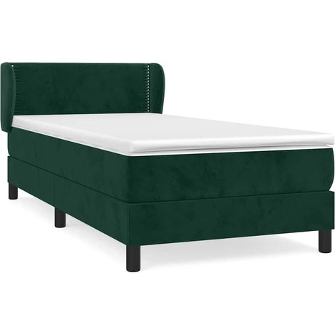 Maison Exclusive - Sommier à lattes de lit et matelas Vert foncé 80x200 cm Velours (1/5)