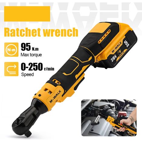 Clé à cliquet électrique sans fil 3/8" à angle droit – vitesse variable, clé de serrage/desserrage compatible batterie DeWalt 20V (sans batterie incluse) (1/5)