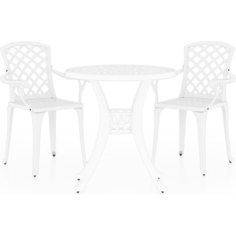 Set da giardino bistrot mobili da giardino per esterni 3 pezzi in fusione di alluminio bianco 020013502