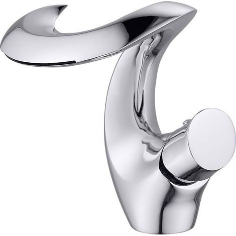 Waterfall bathroom faucet, single-handle brass mixer tap, modern and elegant bathroom faucet with silver plating (1/4)