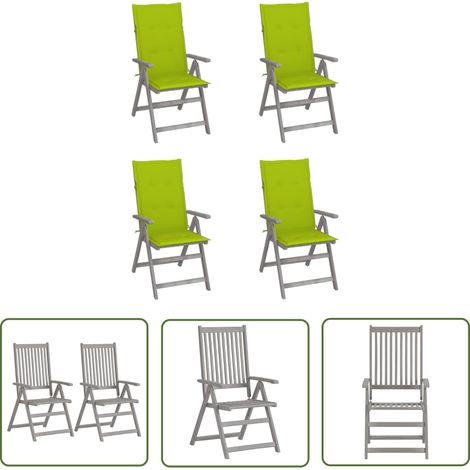 The Living Store Hochlehner Verstellbar 4 Stk. mit Auflagen Massivholz Akazie - Outdoor-Sessel - Gartenstuhl - Hochlehner - Esszimmerstuhl - Balkonmöbel (1/5)