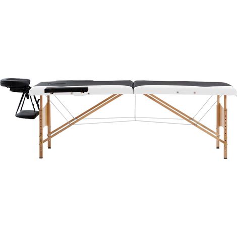 Table de massage pliable 2 zones Bois Noir et blanc (1/5)
