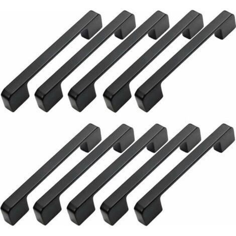 Set mit 10 Möbelgriffen (96 mm) – Schwarze Aluminiumlegierung – Inkl. Schrauben – Für Schränke, Schubladen und Kommoden – 96-mm-Griff (1/5)
