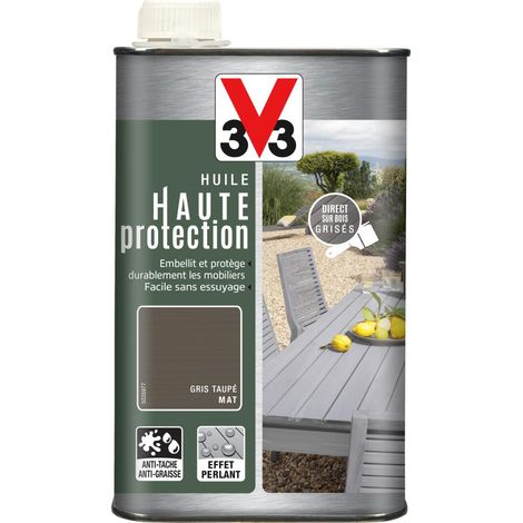 Huile bois extérieur Haute Protection Opaque V33 Gris Taupé 1L