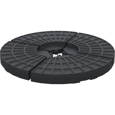 Set mit 4 seitlich angebrachten Sonnenschirmgewichten – Befüllbar mit Wasser bis zu 52 kg oder Sand bis zu 60 kg – Gesamtmaße: 48 x 48 x 8 cm (B x T x H), schwarzes Polyethylen hoher Dichte
