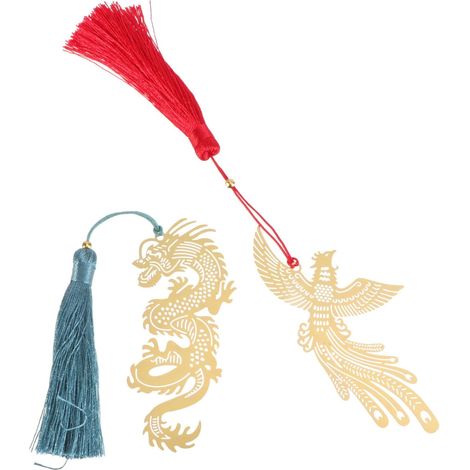 de 2 pièces Rétro Lesezeichen mit Drachen et Phönixmotiv en
