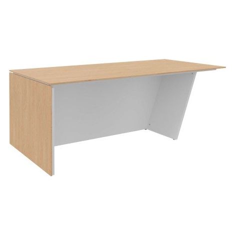 Bureau de direction Isis L 200 x P 100 cm plateau chêne clair / pied incliné à gauche - Piètement blanc - Maxiburo