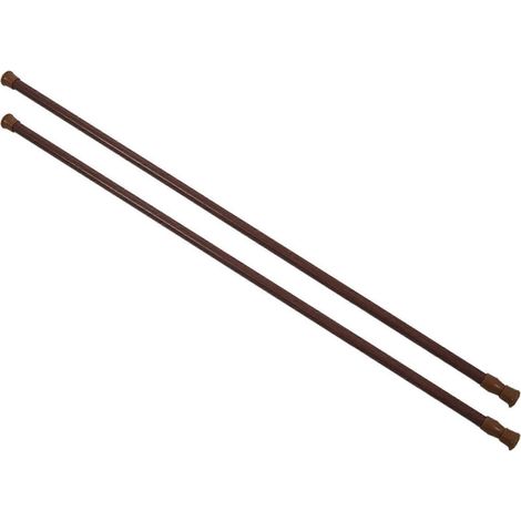 Lot de 2 tringles à rideaux extensibles télescopiques à ressort pour voilage, 70-120 cm, couleur bois (1/5)