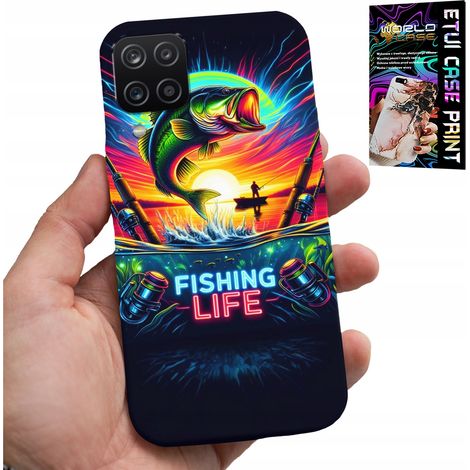 Custodia per Samsung A12 / M12 - motivi di pesca, canna da pesca, retro (1/5)