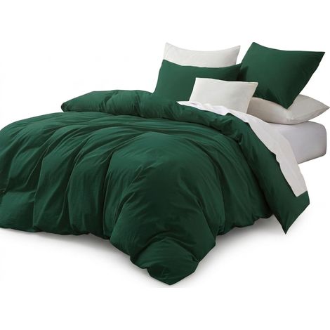 Set di Biancheria da Letto in Cotone 135x200/80x80 cm Verde Scuro (1/5)