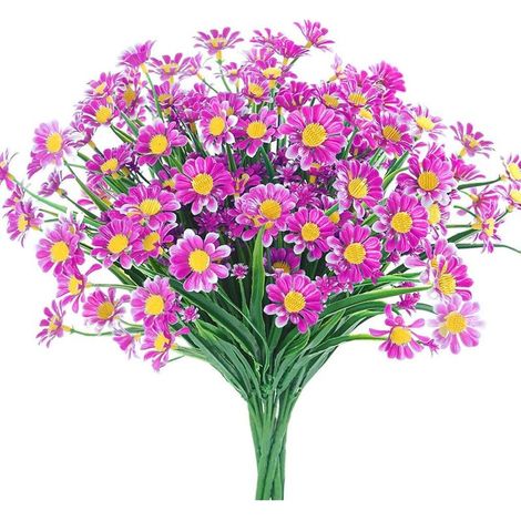 Daisy Faux Plants - 6 Pieces Artificial Daisies with Green Foliage - Indoor Outdoor Wedding Home Office Decor - Pack of 6 (1/5)