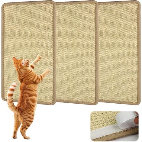 Lot de 3 Planches à gratter en sisal résistantes pour Chats, 40 x 20 cm, pour protéger Les Meubles, Les canapés et Les Tapis (Beige) (1/5)
