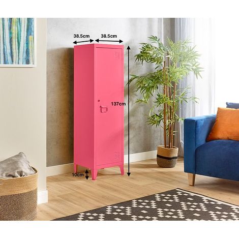 Pink Metal Locker Storage Cabinet Cupboard Retro Vintage Narrow 3 Tier 137 (1/3)