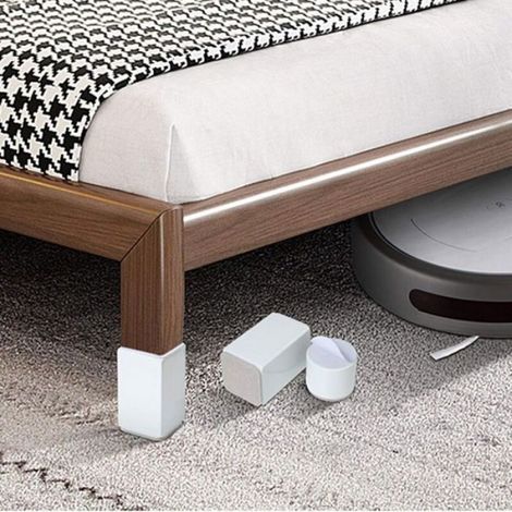 (Blanc 10 cm) 4 pieds de support de meuble, rehausseur autocollant en acier au carbone, carré 6 x 6 cm, pour canapé, lit, meuble TV, (1/3)