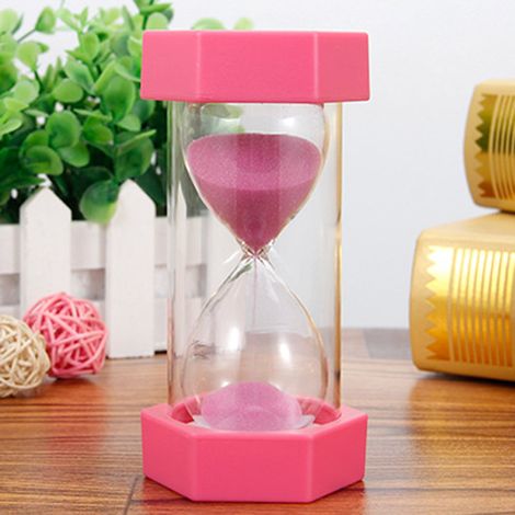 Sablier pour le contrôle visuel du temps, durée 5/10/15/20/30 minutes, finition rose, pour la cuisine, la salle de classe, les jeux et le bureau.-AquaForge (1/5)