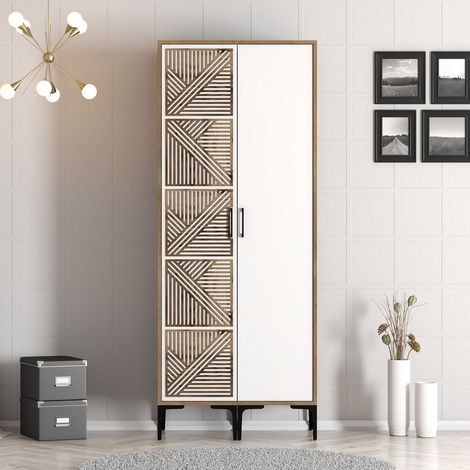 Kleiderschrank Kumsal PS Walnussweiß Melamin 80x47,5x201,4 cm