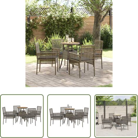 vidaXL Chaises de jardin - Ensemble de salle à manger pour jardin 5 pcs Gris polyrotin (1/5)