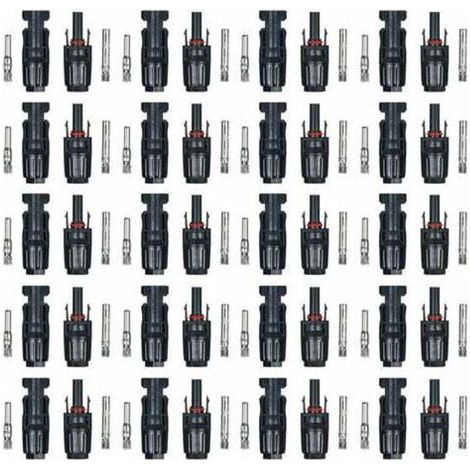 MARYPLAST-MC4 Solar Stecker und Kupplung, Photovoltaik Modulstecker, neuer Stil ohne Schlüssel, 20 Paar (1/4)