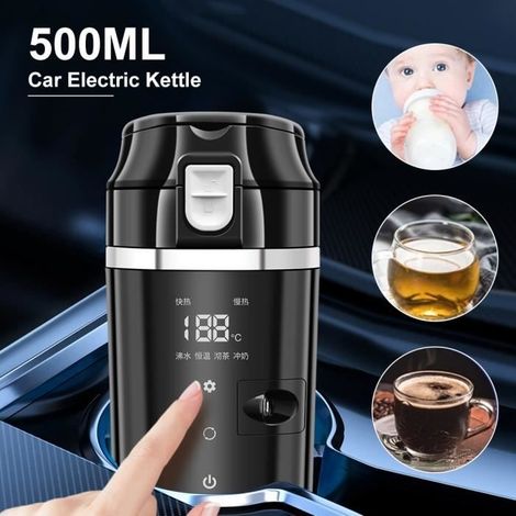 Bouilloire électrique portable, 500 ml -Mini Mug de voyage avec doublure en acier inoxydable 304, 100W tasse d'ébullition rapide (1/4)