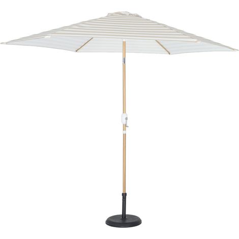 sweeek - Runder Sonnenschirm, zentraler Mast aus Aluminium in Holzoptik