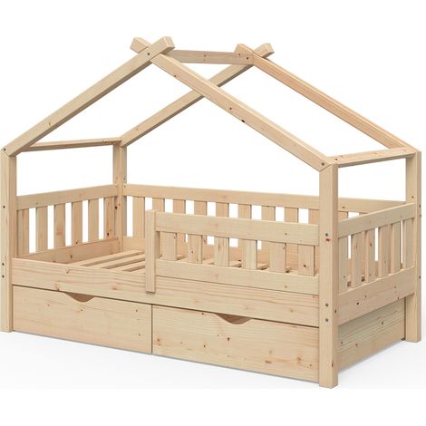 Hausbett Design, Braun, 80x160 cm mit 2 Schubladen, Vitalispa (1/5)