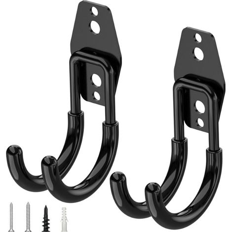 2er-Pack robuste Garagenhaken, Wand-Aufbewahrungshaken aus Stahl, Wandorganizer (klein, schwarz und kreisförmig) (1/5)
