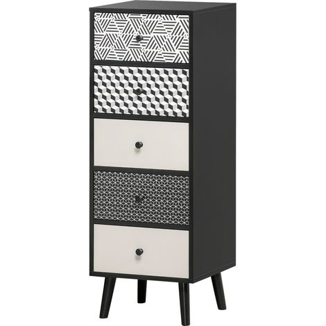 Commode à 5 tiroirs Design moderne Meuble de rangement intérieur 40 x 40 x 111,5 cm
