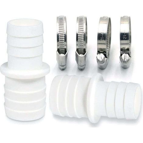 pair Lot de 2 raccords de tuyau avec colliers de serrage - Adaptateur de tuyau de piscine - Double embout de tuyau (2 x 32 à 38 mm)