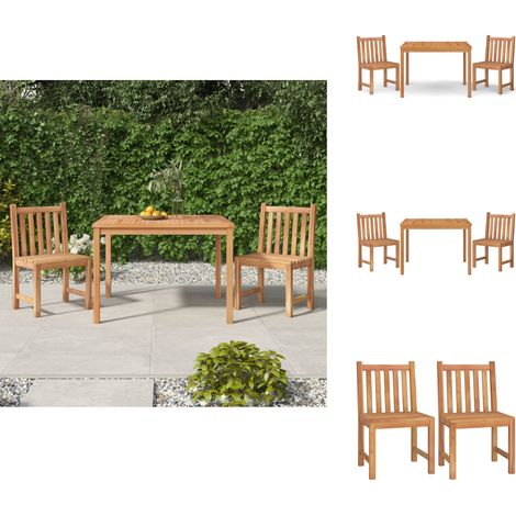 Ensemble à manger de jardin 3 pcs Bois de teck massif - Meubles De Jardin - Salon De Jardin - Set De Jardin - Table De Jardin - Chaises De Jardin (1/5)