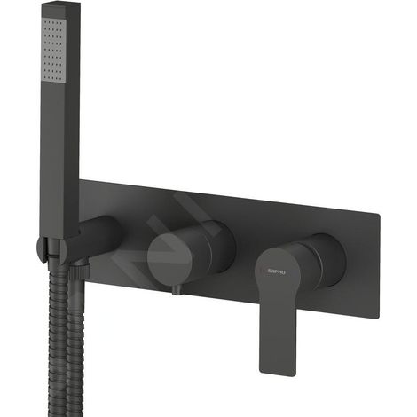 Sapho Pax - Mitigeur encastré, 3 sorties, avec accessoires, noir mat XA53/15 (1/2)