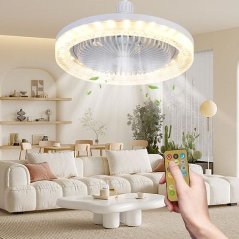Bardusch Lampe Ventilateur Plafond, E27 Lustre Ventilateur de Plafond avec Télécommande,Pour Les Chambres à Coucher,Les Salons et Bien Plus Encore (1/4)
