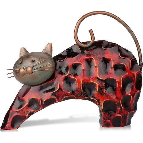Sculpture de chat en métal, véritable sculpture animale en fer, artisanat, articles de décoration et d'ameublement (1/3)