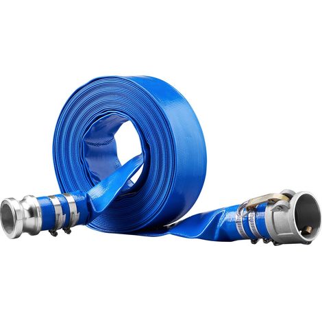 Tuyau de lavage à contre-courant, 51 mm x 15,24 m, tuyau de décharge plat en PVC robuste avec raccords Camlock C & E en aluminium, pinces, compatible avec les pompes, filtres à sable, pour vidange (1/5)