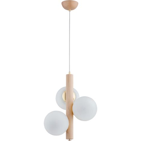 Suspension scandinave bois blanc doré 3xE14 Alfa Kanet