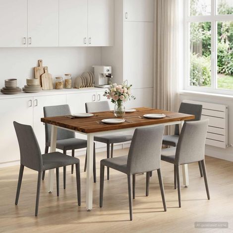 vidaXL 120 x 80 x 75 cm Madera de Acacia Sólida Natural y Blanco (1/5)