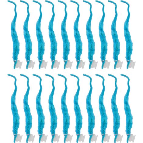 Lot de 20 vers poilus en peluche douce, toucher agréable, style mignon, DIY compact portable, vers flous bleu clair pour fête (1/5)