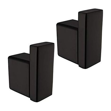 Handtuch-/Kleiderhaken, Huthaken für Bad, Garage, Küche, Hotel, Tür, Edelstahl SUS 304, 2er-Pack, Wandmontage, mattschwarze Oberfläche, N1001BK Rohe Haken (1/5)
