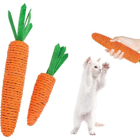 Ensemble de jouets pour chat (4 pièces) : jouet carotte, clochette, griffoir, anneau de dentition, bâtonnet à griffer, peluche, jouet pour chat. Aide à soulager le manque d'exercice. (1/5)