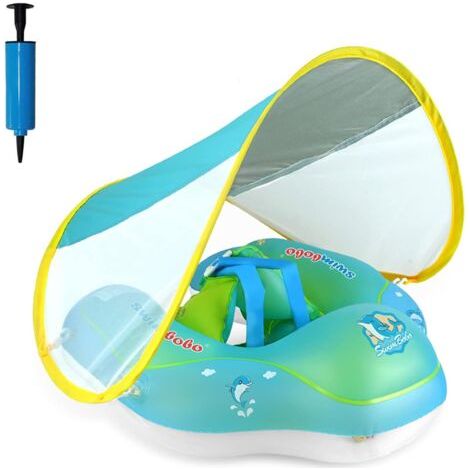 ouée Bébé, bouee pour Bebe, Bébé Siège De Piscine avec auvent Amovible de Bouee Bebe, bouée Gonflable pour Enfants Anneau de Natation, Bouee Bebe Piscine pour 6 - 36 Mois (L) (1/5)