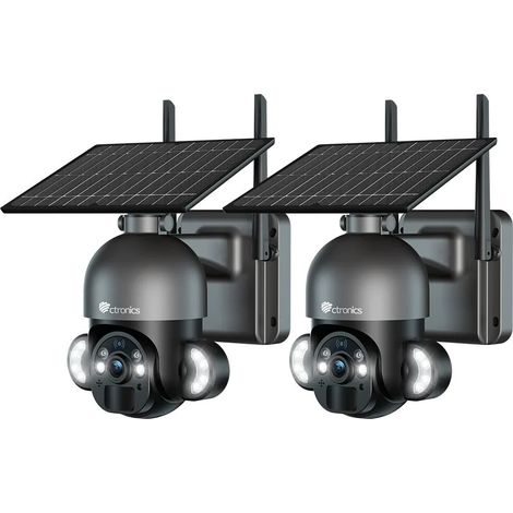 Caméra de surveillance WiFi solaire extérieure 4MP 2.5K – Vision nocturne couleur – Détection humaine PIR – Audio bidirectionnel – Lot de 2 (1/5)