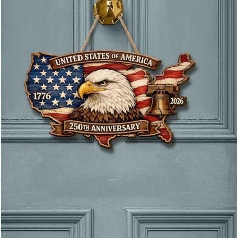 Patriotisches Holzschild zum 250-jährigen Jubiläum – B – 30 cm