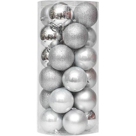 24 bolas navideñas decorativas, gruesas, irrompibles, accesorios festivos, bolas nacaradas galvanizadas, colgantes para Navidad (1/5)