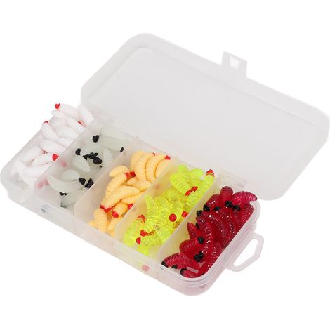 Boîte de 125 leurres souples lumineux en PVC, de forme ver, pour la pêche au bar. (1/5)