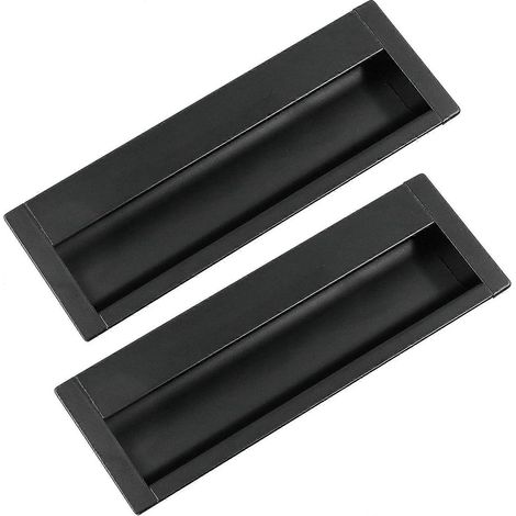 Ensemble de deux poignées encastrées pour portes coulissantes, poignées de meubles, design à coque dissimulée, compatibles avec les portes coulissantes et les armoires. (1/4)