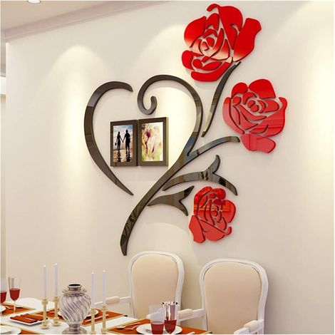 Familie Bilderrahmen Collage Liebe 3D Wanddekoration Wanddekoration Aufkleber DIY Wandbilder mit zwei 10,2 x 15,2 cm Bilderrahmen für Bett, Wohnzimmer, Heimdekoration (100 x 100 cm) (1/5)