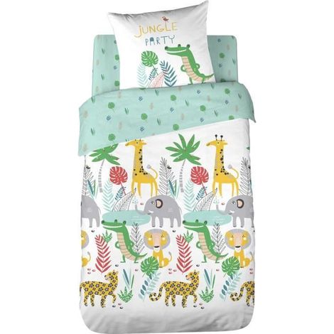 COTE DECO KIDS Parure de couette Zafari 100% coton - 140x200 cm