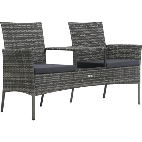 2-Sitzer-Gartensofa mit Teetisch Poly Rattan Anthrazit