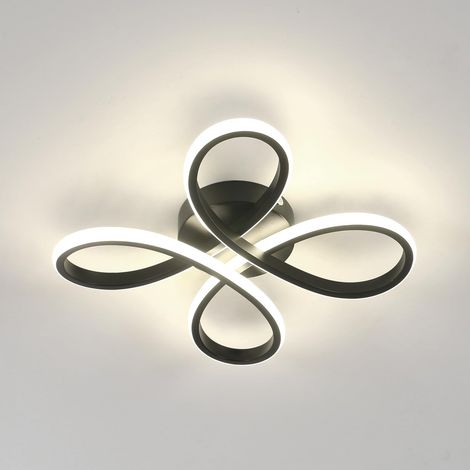 Plafonnier LED Moderne, 30W 3375LM Lampe de Plafond, Luminaire Plafonnier LED pour Chambre salon, Salle à manger Cuisine, Lumière Neutre 4500K, 30cm, Noir (1/5)