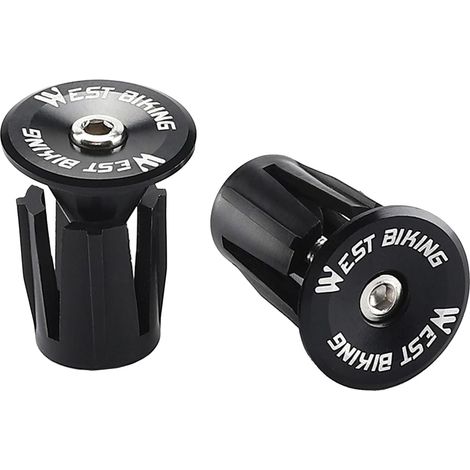 Pair of High-Quality Aluminum Handlebar End Caps for Mountain Bikes, Road Bikes, and Racing Bikes - Sturdy Black Caps, Easy Installation, Effective End Protection (1/5)