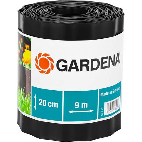 Gardena Lawn Border 20 cm di altezza: confine del prato, anche per letti, 9 m, impedisce la propagazione delle radici, in plastica, marrone (534-20) (1/5)